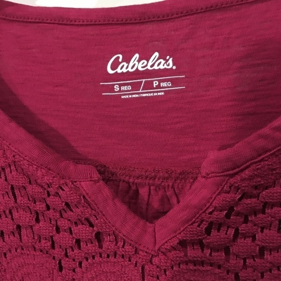 CABELA’S long sleeve lace front top fuchsia - Picture 2 of 6